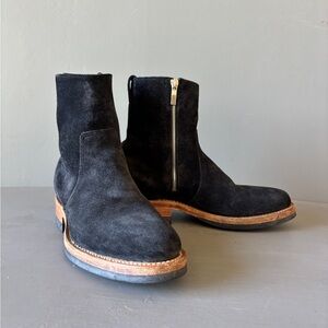 Viberg Side Zip Boots Black Waxed Reverse Camel - Size 7 UK / 8 US